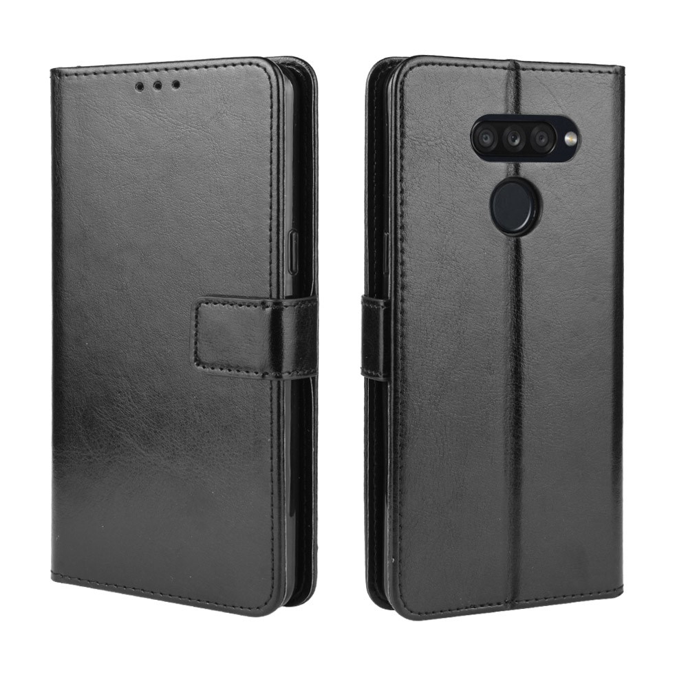 Crazy Horse Wallet Leather Stand Case for LG K50S - Black-7