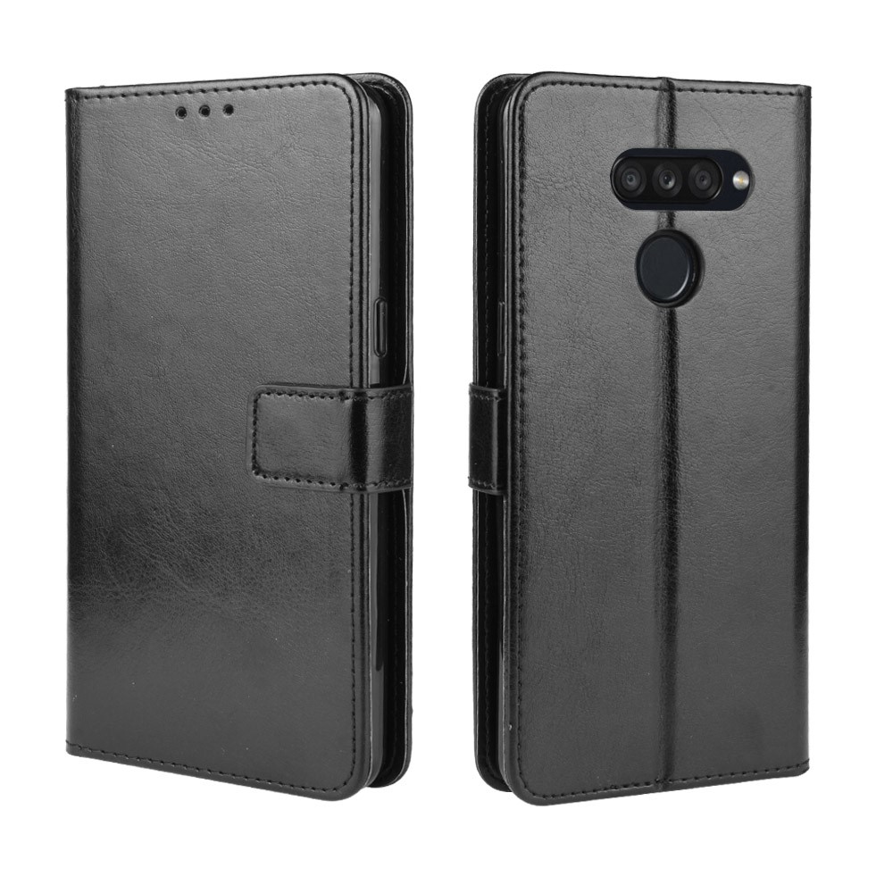 Crazy Horse Wallet en Cuir Case de Support Pour LG K50S - le Noir-7