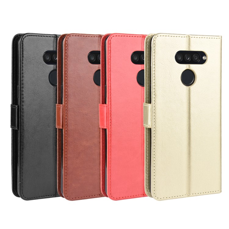 Crazy Horse Wallet Leather Stand Case for LG K50S - Gold-13