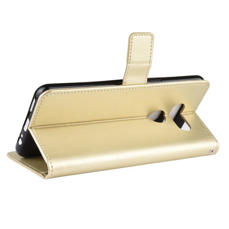 Crazy Horse Wallet Leather Stand Case for LG K50S - Gold-5