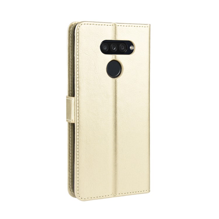 Crazy Horse Wallet Leather Stand Case for LG K50S - Gold-6