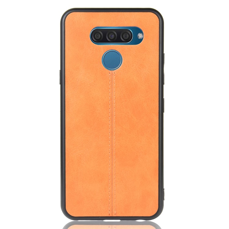 Leather Coated PC + TPU Hybrid Cover Case for LG K50 / LG Q60 - Yellow-3