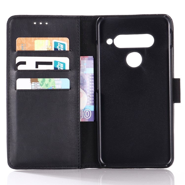 Crazy Horse Vintage Leather Wallet Protective Case for LG G8s ThinQ - Black-3