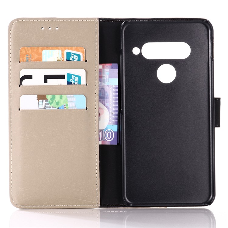 Crazy Horse Vintage Leather Wallet Protective Case for LG G8s ThinQ - Grey-3
