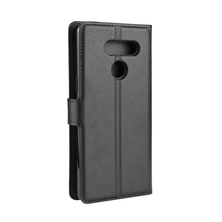 Litchi Skin Stand Leather Wallet Case Cell Phone Shell for LG K50S - Black-7