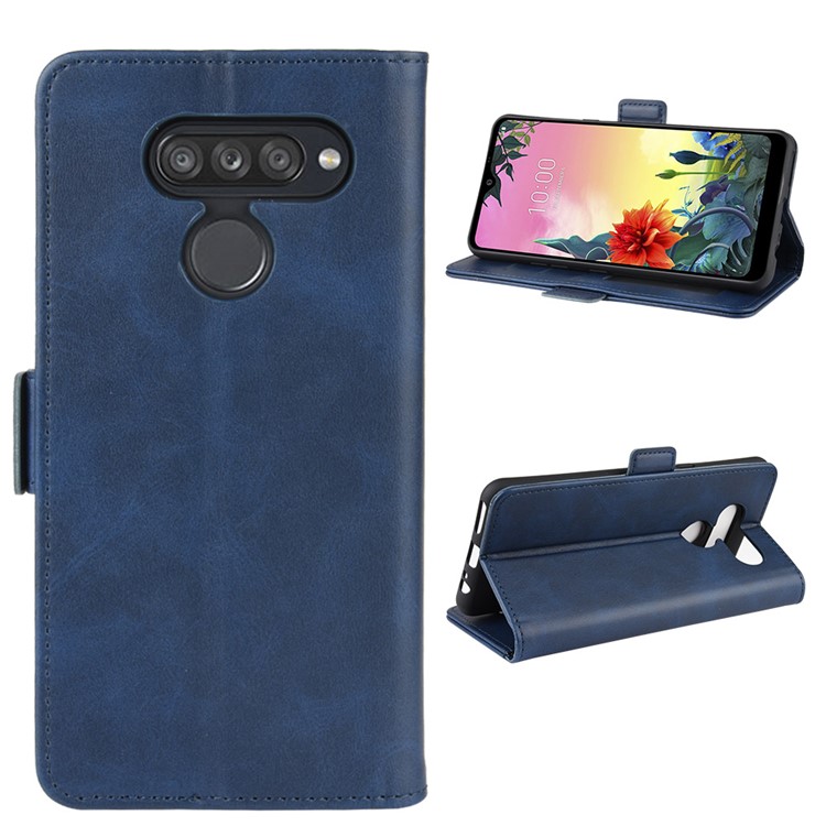 Magnet Adsorption Leather Wallet Phone Cover Case for LG K50S - Blue-6