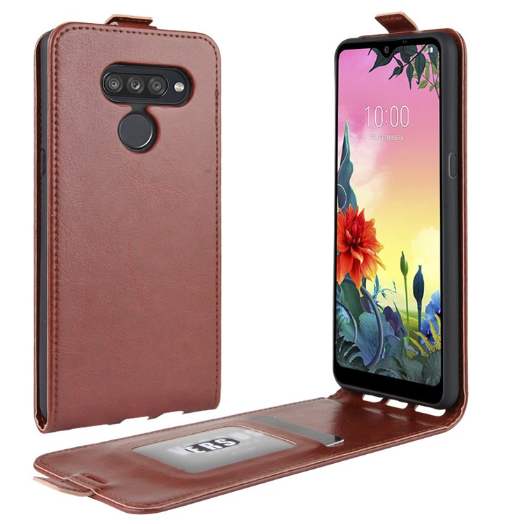 Crazy Horse Surface Vertical Flip Leather Shell for LG K50S - Brown-1