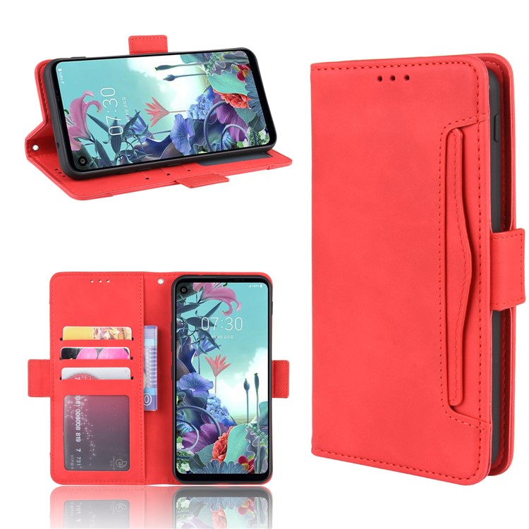 Wallet Stand Flip Leather Phone Shell for LG Q70 - Red-1