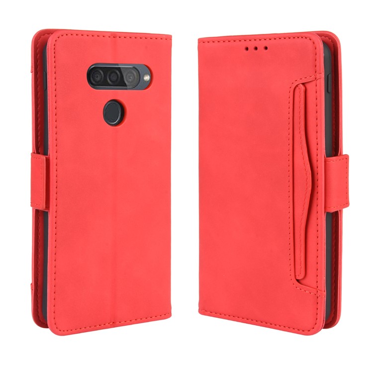 Wallet Stand Flip Leather Phone Shell for LG Q70 - Red-7
