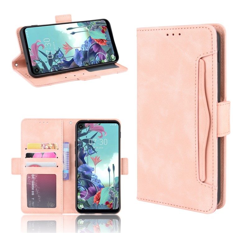 Wallet Stand Flip Leather Phone Shell for LG Q70 - Pink-1