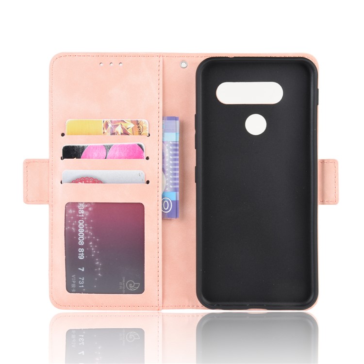 Wallet Stand Flip Leather Phone Shell for LG Q70 - Pink-3