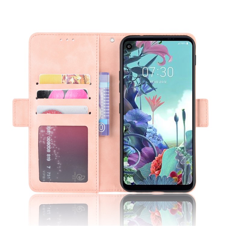 Wallet Stand Flip Leather Phone Shell for LG Q70 - Pink-4