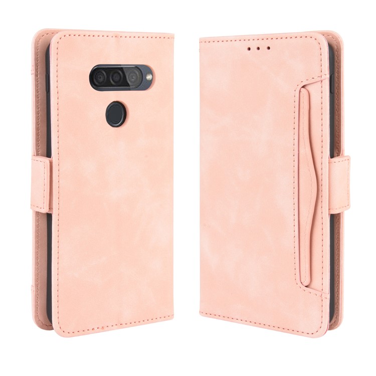 Wallet Stand Flip Leather Phone Shell for LG Q70 - Pink-7