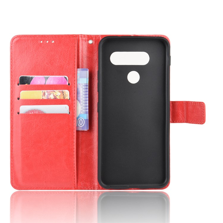 Crazy Horse Texture Wallet Flip Leather Phone Case for LG Q70 - Red-3