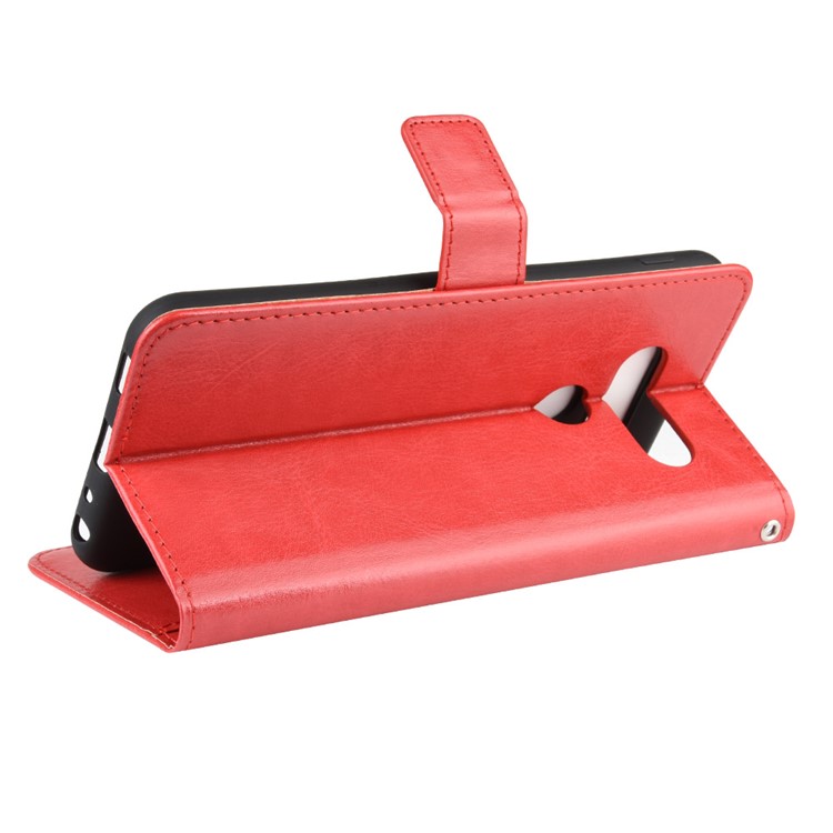 Crazy Horse Texture Wallet Flip Leather Phone Case for LG Q70 - Red-5
