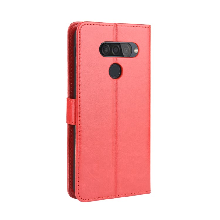 Crazy Horse Texture Wallet Flip Leather Phone Case for LG Q70 - Red-6