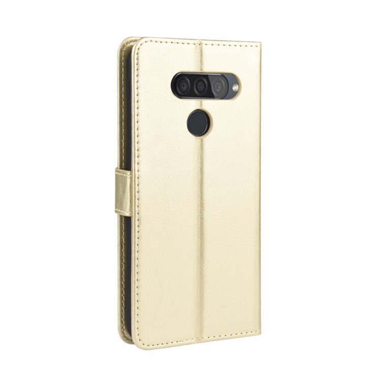 Crazy Horse Texture Wallet Flip Leather Phone Case for LG Q70 - Gold-6