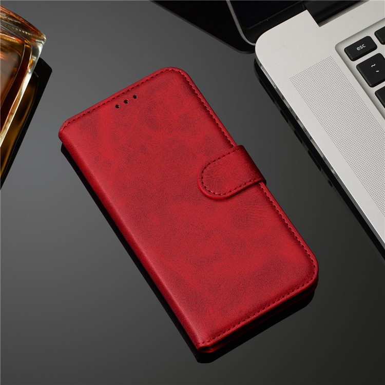 Классический Кожаный Бумажник Стенд Крышка Телефона Для LG W30 - Красный-12