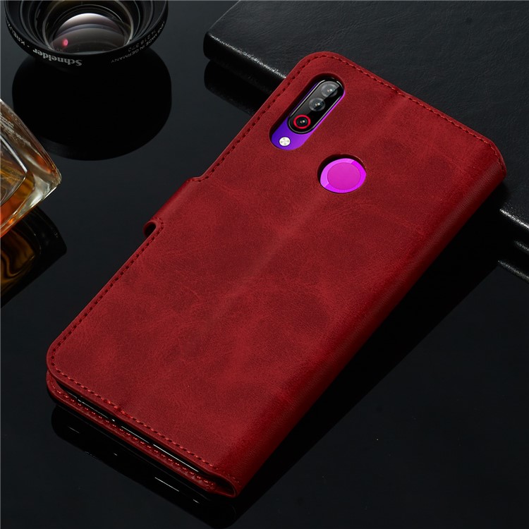 Классический Кожаный Бумажник Стенд Крышка Телефона Для LG W30 - Красный-14
