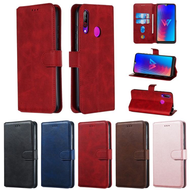 Классический Кожаный Бумажник Стенд Крышка Телефона Для LG W30 - Красный-17