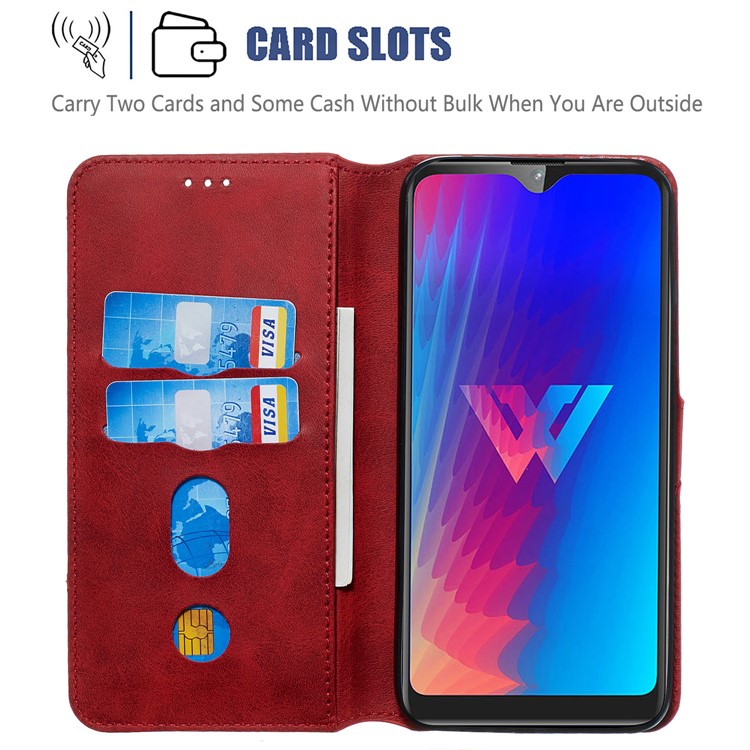 Классический Кожаный Бумажник Стенд Крышка Телефона Для LG W30 - Красный-9
