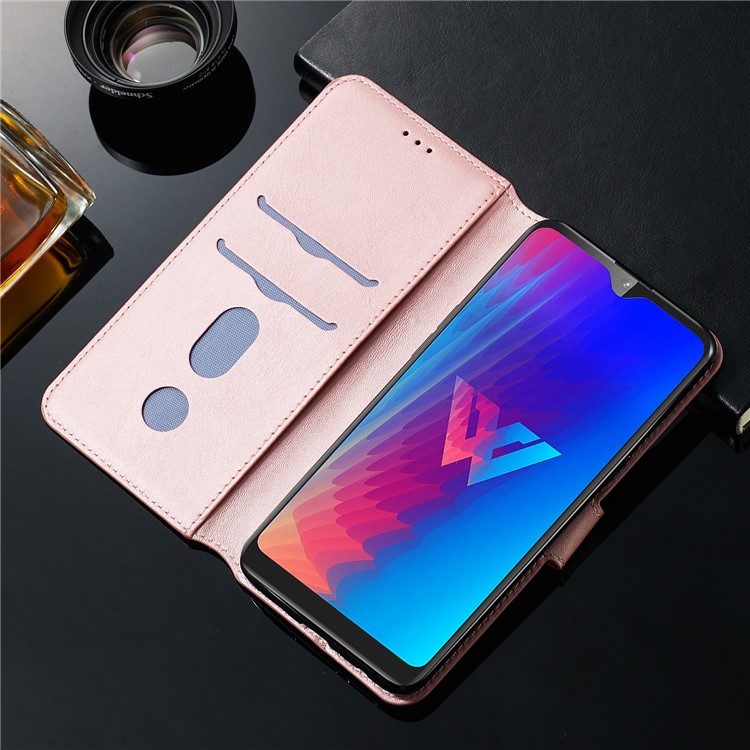 Классический Кожаный Бумажник Стенд Крышка Телефона Для LG W30 - Розовое Золото-16