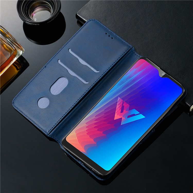 Классический Кожаный Бумажник Стенд Крышка Телефона Для LG W30 - Синий-17
