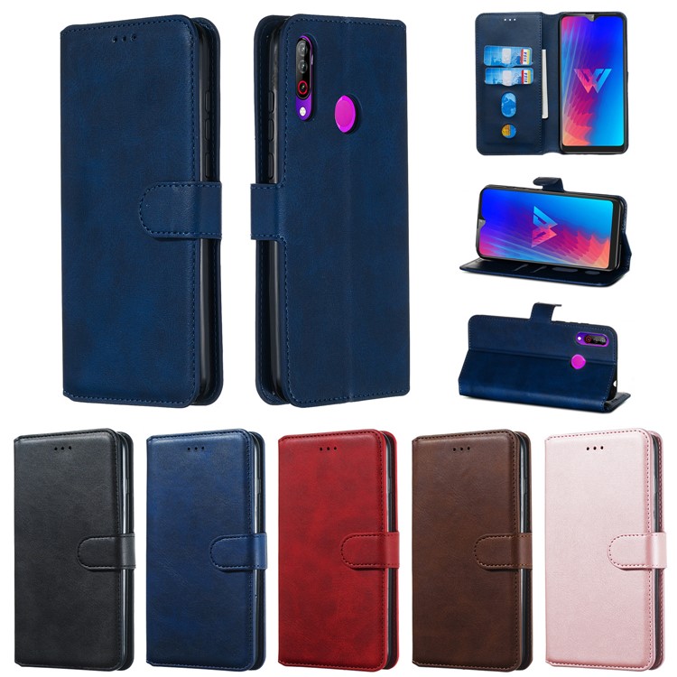 Классический Кожаный Бумажник Стенд Крышка Телефона Для LG W30 - Синий-18