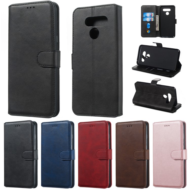 Classic Style Wallet Leather Stand Cell Phone Cover for LG K50/Q60 - Black-17