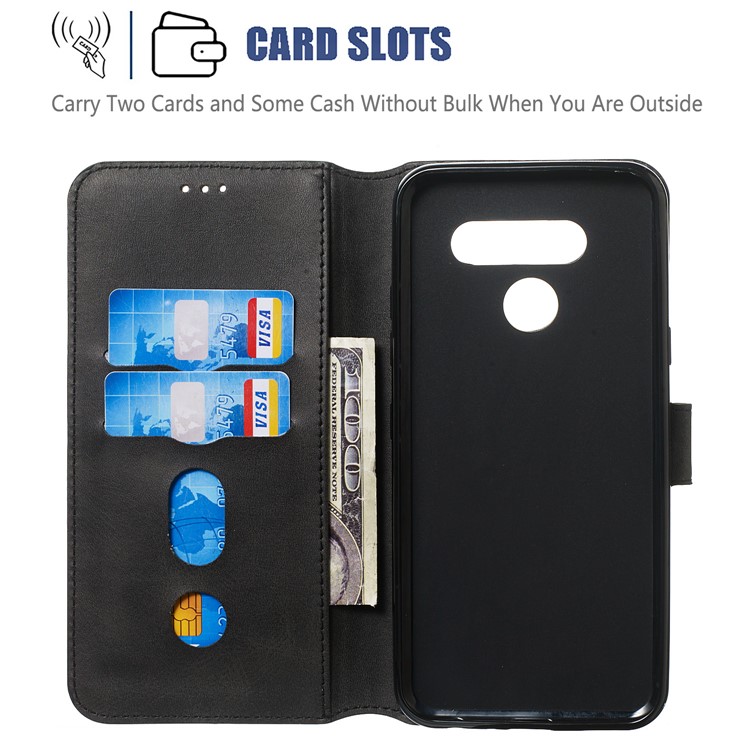 Classic Style Wallet Leather Stand Cell Phone Cover for LG K50/Q60 - Black-5