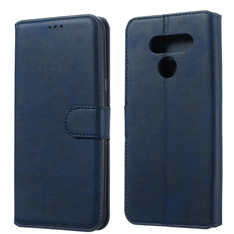 Classic Style Wallet Leather Stand Cell Phone Cover for LG K50/Q60 - Blue-10
