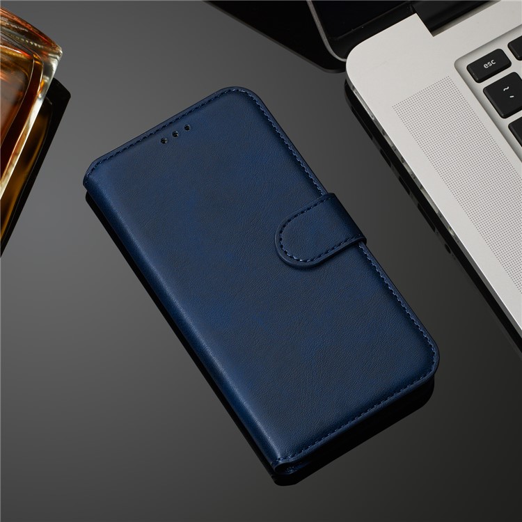 Classic Style Wallet Leather Stand Cell Phone Cover for LG K50/Q60 - Blue-12