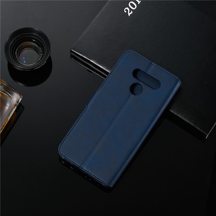 Classic Style Wallet Leather Stand Cell Phone Cover for LG K50/Q60 - Blue-15