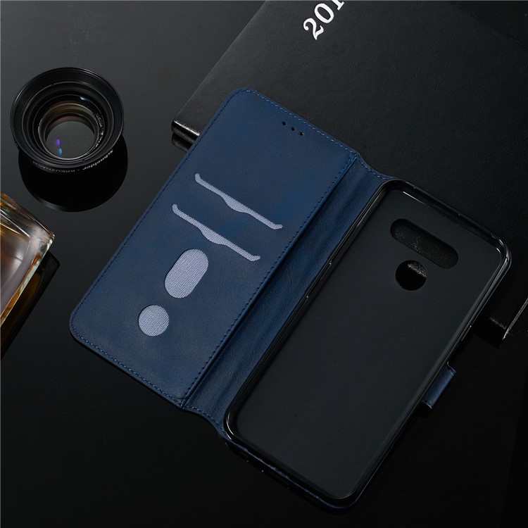 Classic Style Wallet Leather Stand Cell Phone Cover for LG K50/Q60 - Blue-16