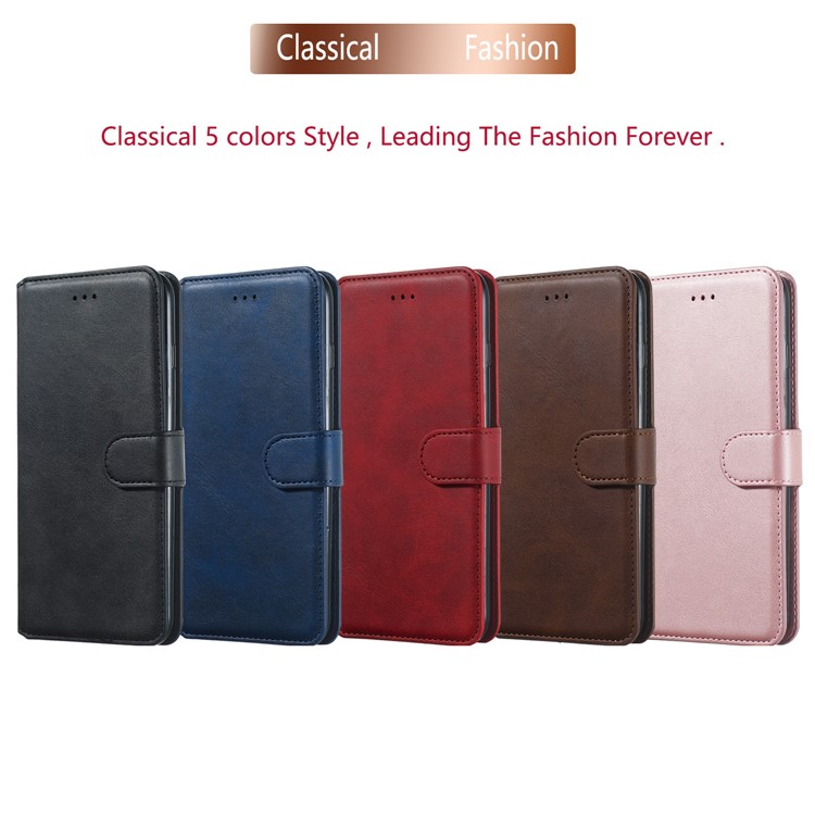 Classic Style Wallet Leather Stand Cell Phone Cover for LG K50/Q60 - Blue-17