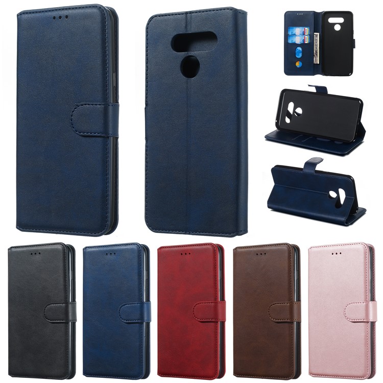 Classic Style Wallet Leather Stand Cell Phone Cover for LG K50/Q60 - Blue-18