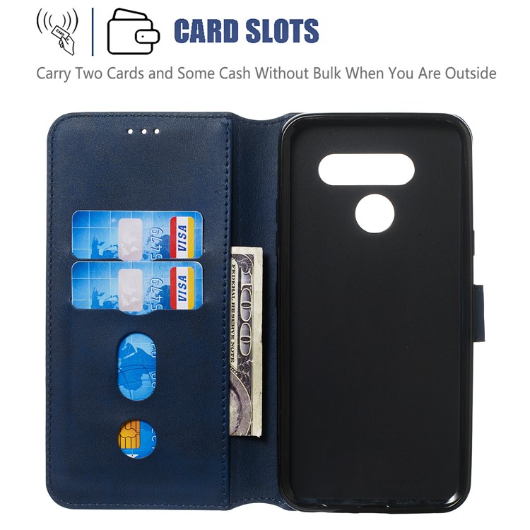 Classic Style Wallet Leather Stand Cell Phone Cover for LG K50/Q60 - Blue-5