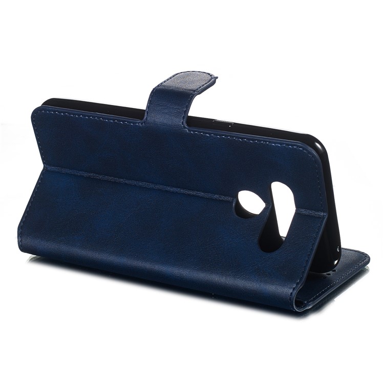 Classic Style Wallet Leather Stand Cell Phone Cover for LG K50/Q60 - Blue-8