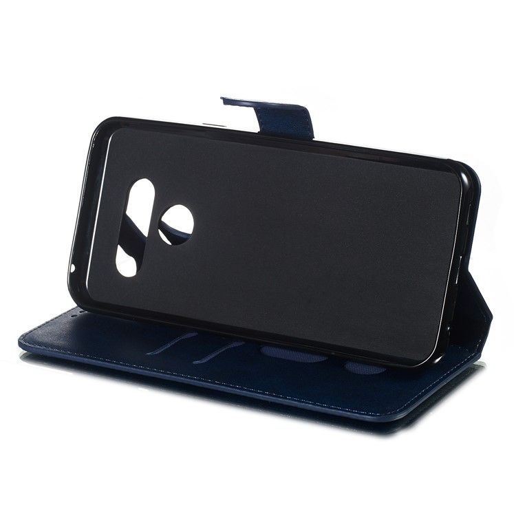 Classic Style Wallet Leather Stand Cell Phone Cover for LG K50/Q60 - Blue-9