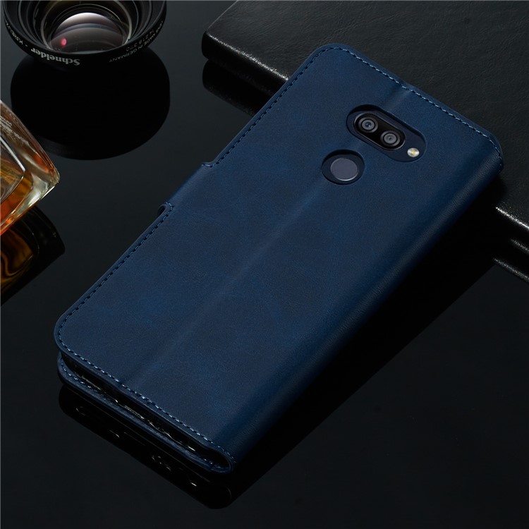 Classic Wallet Leather Stand Phone Protective Cover Shell for LG K40S - Blue-15