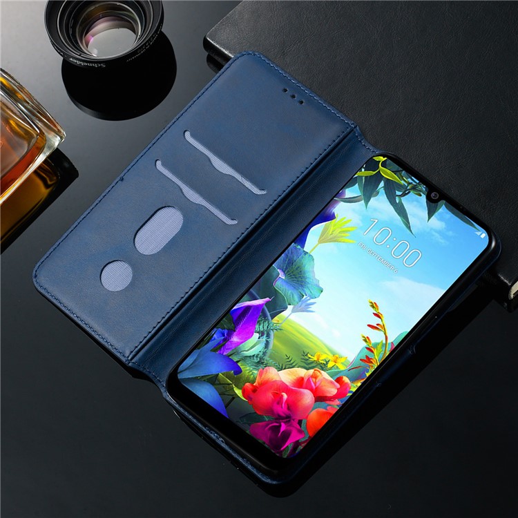 Classic Wallet Leather Stand Phone Protective Cover Shell for LG K40S - Blue-17