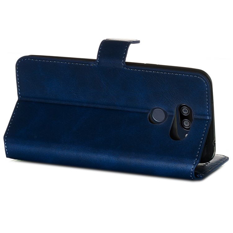 Classic Wallet Leather Stand Phone Protective Cover Shell for LG K40S - Blue-3