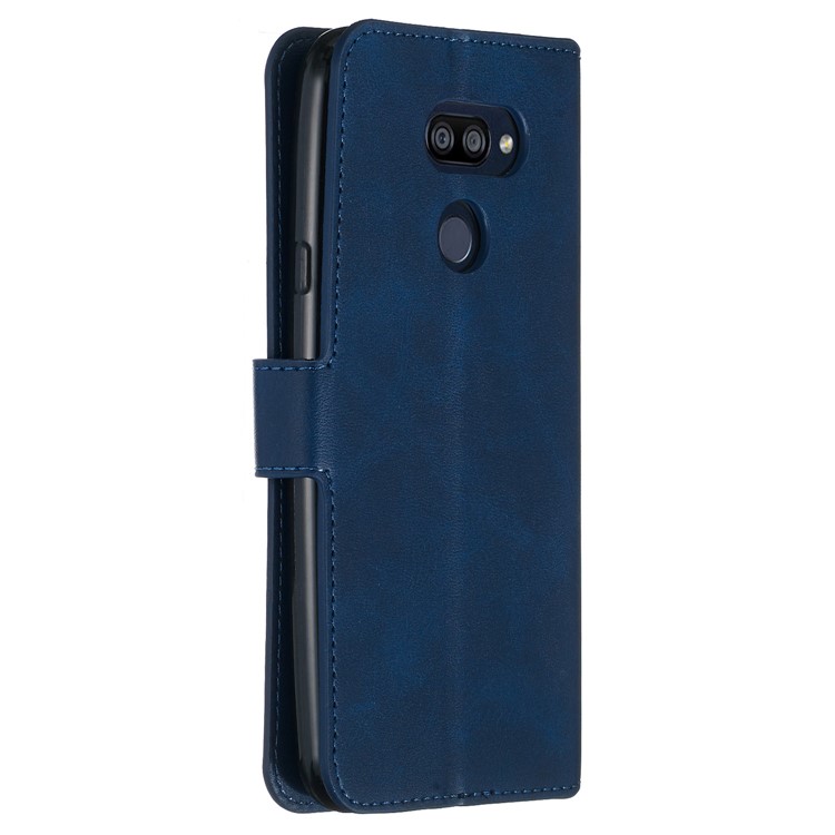 Classic Wallet Leather Stand Phone Protective Cover Shell for LG K40S - Blue-6