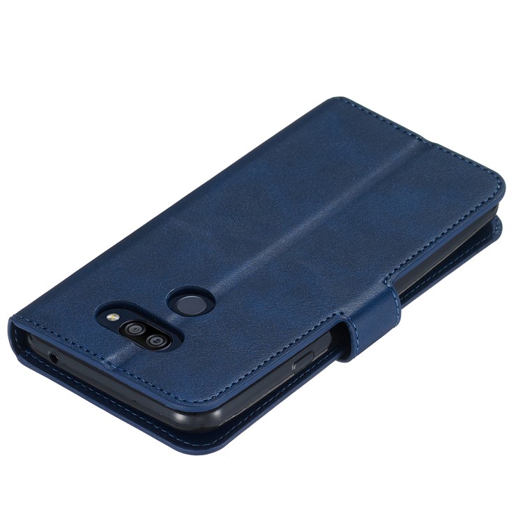 Classic Wallet Leather Stand Phone Protective Cover Shell for LG K40S - Blue-8