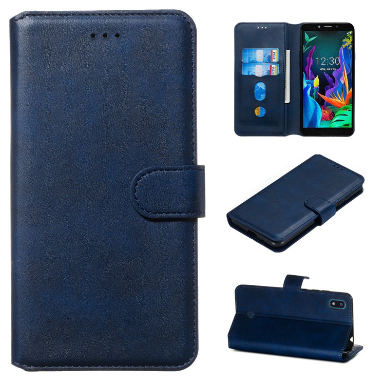 Wallet Stand Flip Leather Phone Case for LG K20 (2019) - Blue-1
