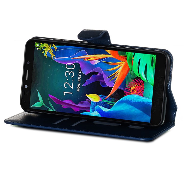 Wallet Stand Flip Leather Phone Case for LG K20 (2019) - Blue-8