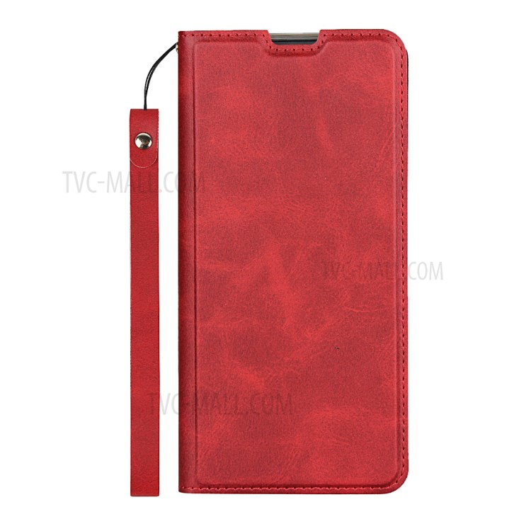 Auto-absorbed Leather Stand Case with Card Slot for LG K50S - Red-2