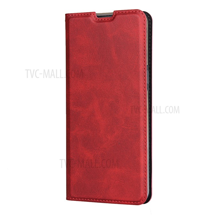 Auto-absorbed Leather Stand Case with Card Slot for LG K50S - Red-3