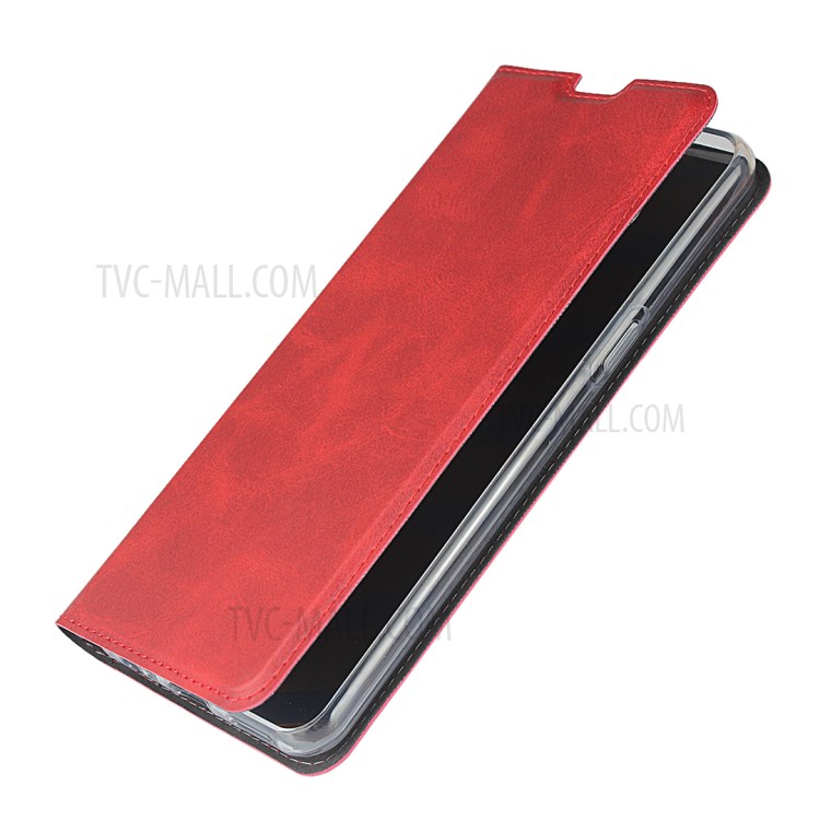 Auto-absorbed Leather Stand Case with Card Slot for LG K50S - Red-7