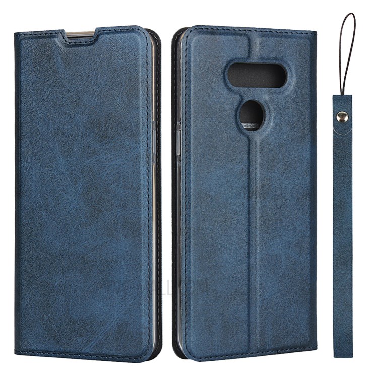 Auto-absorbed Leather Stand Case with Card Slot for LG K50S - Blue-1